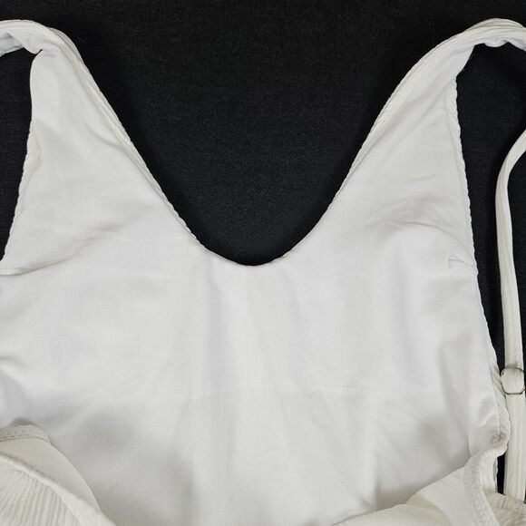 Minimalist White One Piece Swimsuit Womens M Ribbed Resort Cruise Vacation Beach - Picture 12 of 15